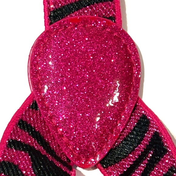 Claire’s Sparkly Hot Pink Zebra Suspenders Pant Holder Stretchy Adjust Glitter - Picture 9 of 13